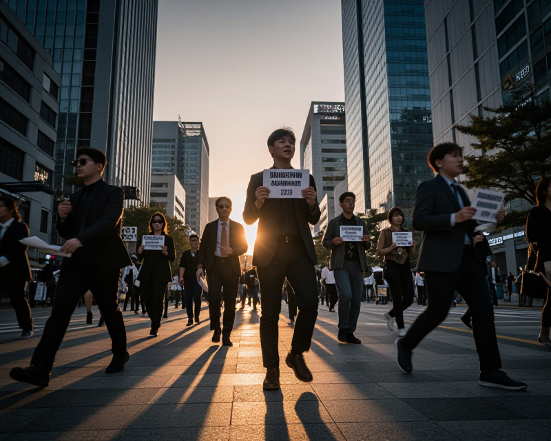 Financial Protest Atmosphere in Seoul