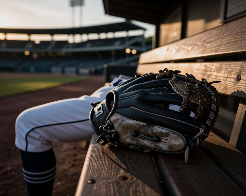 Empty Baseball Dugout at Sunset