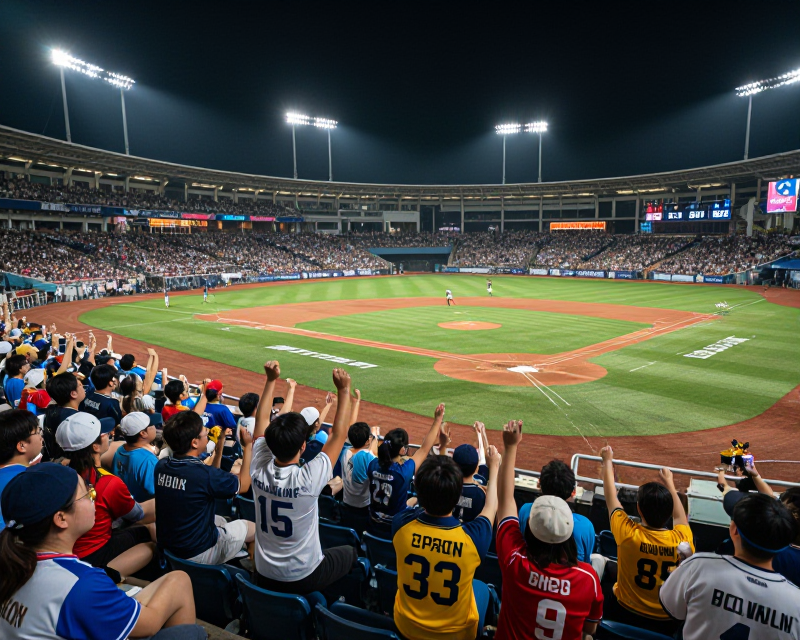 Vibrant Korean Baseball Stadium Atmosphere